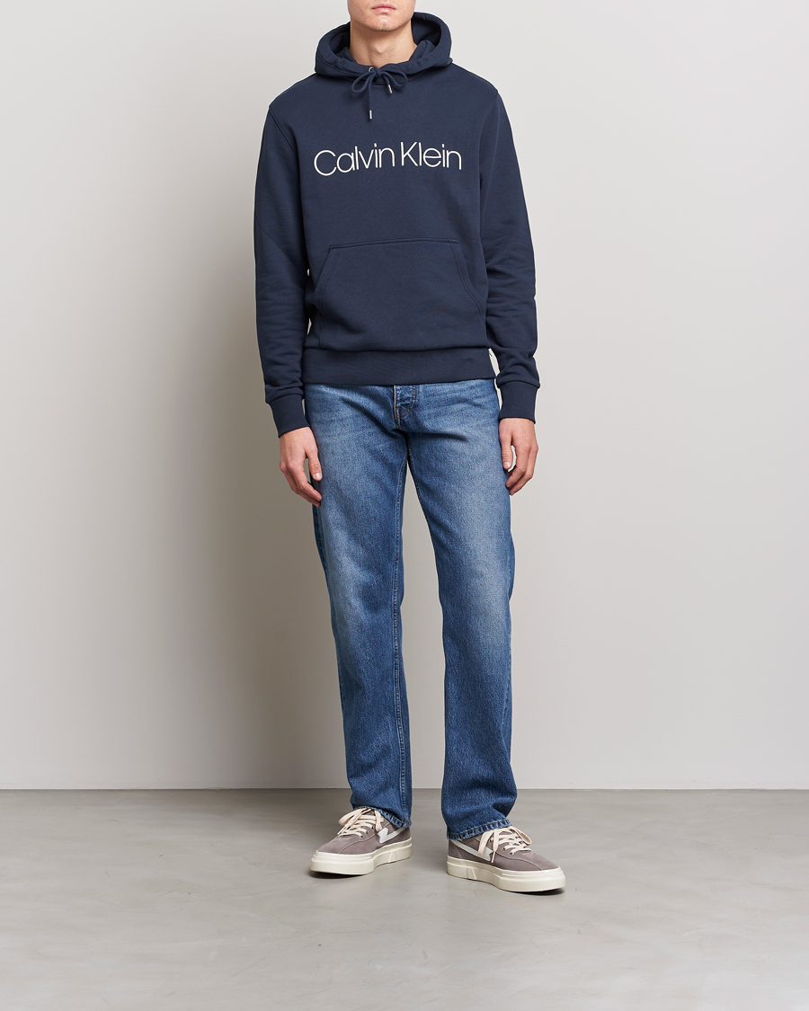 Men | Sweaters & Knitwear | Calvin Klein | Front Logo Hoodie Navy