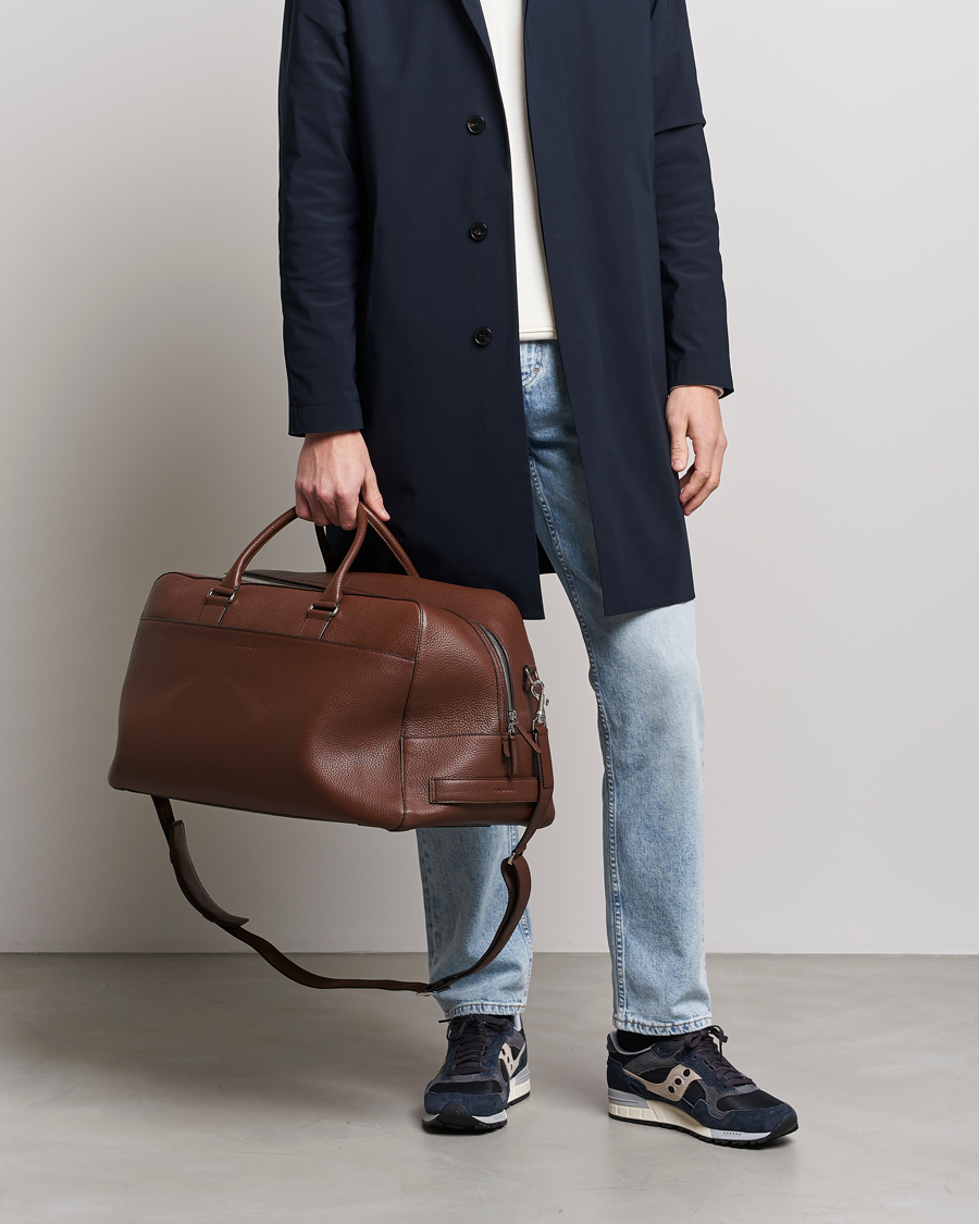 Men | Weekend Bags | Tiger of Sweden | Brome Grained Leather Weekendbag Brown