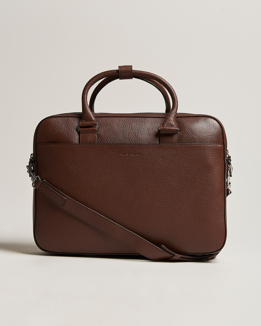 Men | Briefcases | Tiger of Sweden | Burin Grained Leather Briefcase Brown