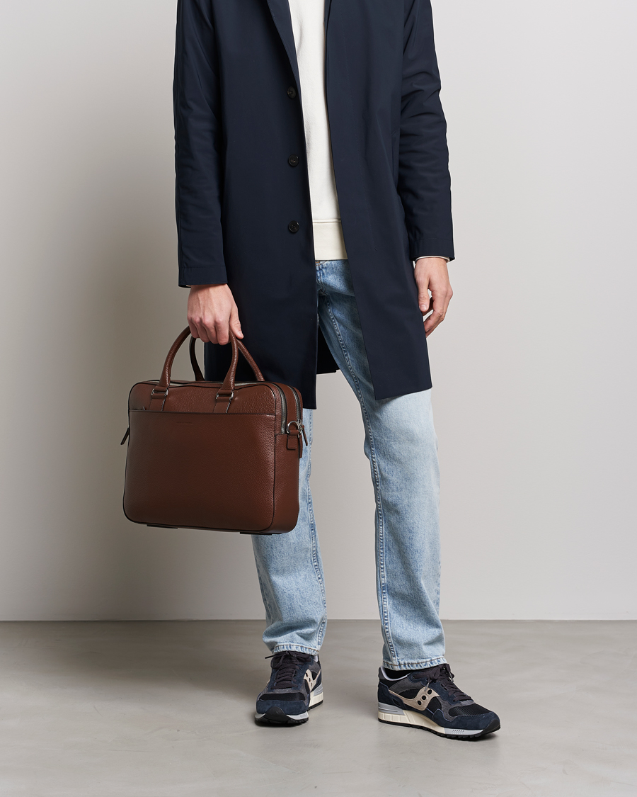 Men | Bags | Tiger of Sweden | Burin Grained Leather Briefcase Brown