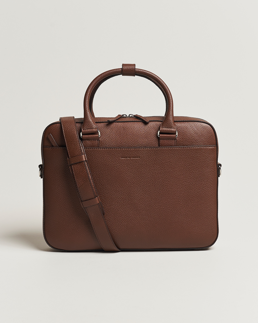 Men |  | Tiger of Sweden | Bosun Grained Leather Briefcase Brown