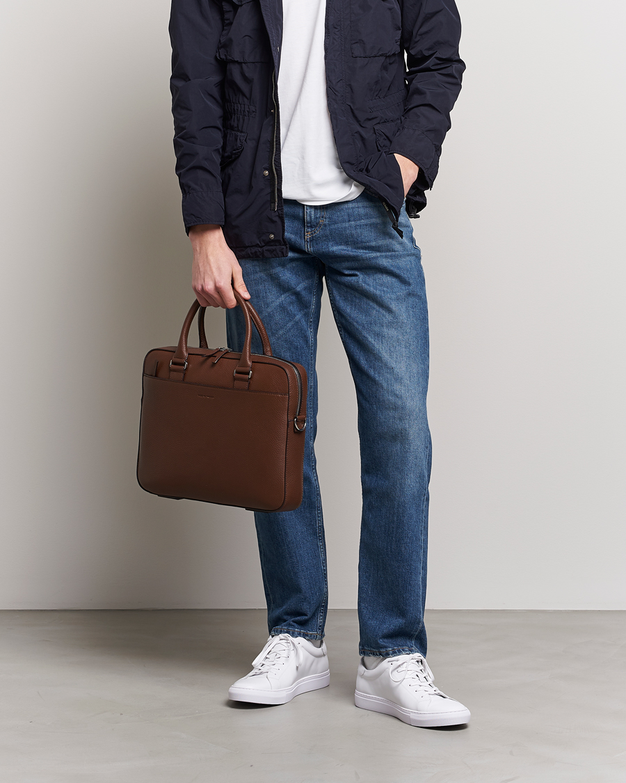 Men | Briefcases | Tiger of Sweden | Bosun Grained Leather Briefcase Brown