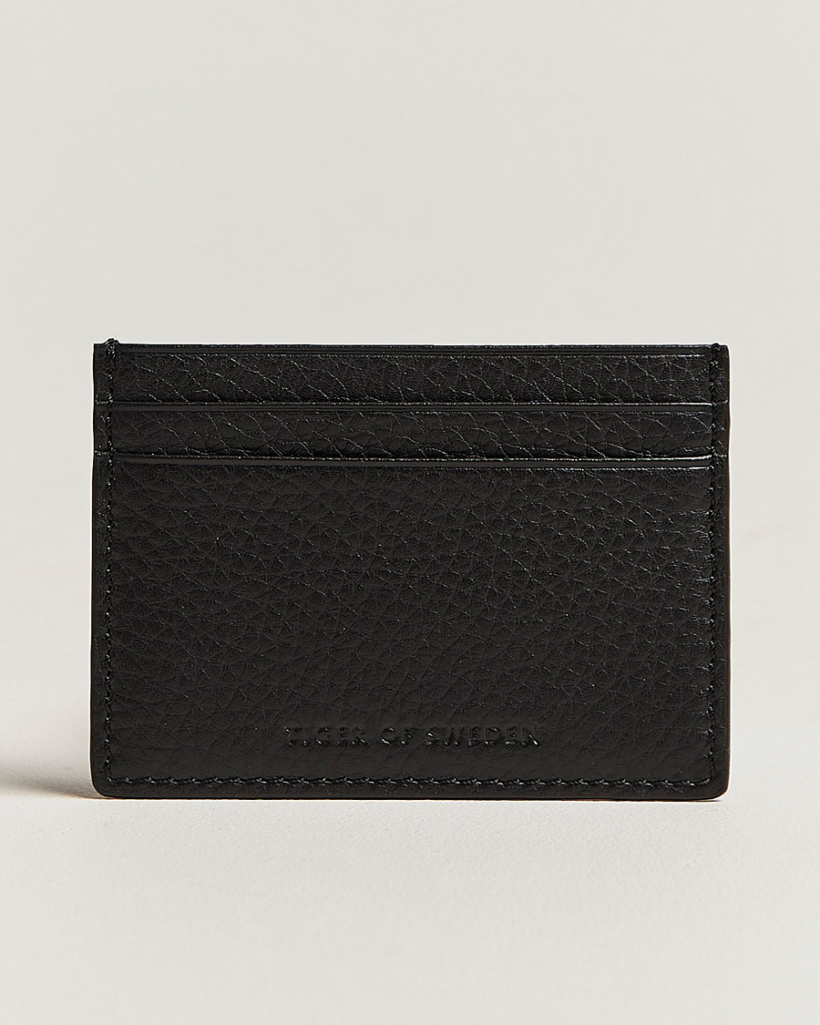 Men | Tiger of Sweden Wake Grained Leather Cardholder Black | Tiger of Sweden | Wake Grained Leather Cardholder Black
