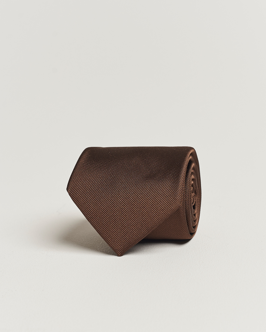 Men | Ties | Amanda Christensen | Plain Classic Tie 8 cm Brown