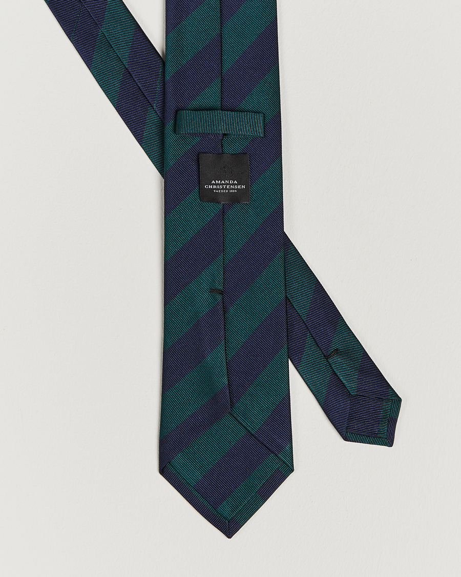 Men | Ties | Amanda Christensen | Regemental Stripe Classic Tie 8 cm Green/Navy