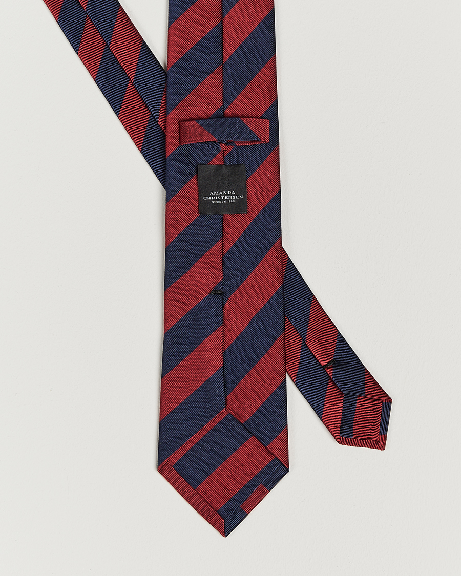 Men | Ties | Amanda Christensen | Regemental Stripe Classic Tie 8 cm Wine/Navy