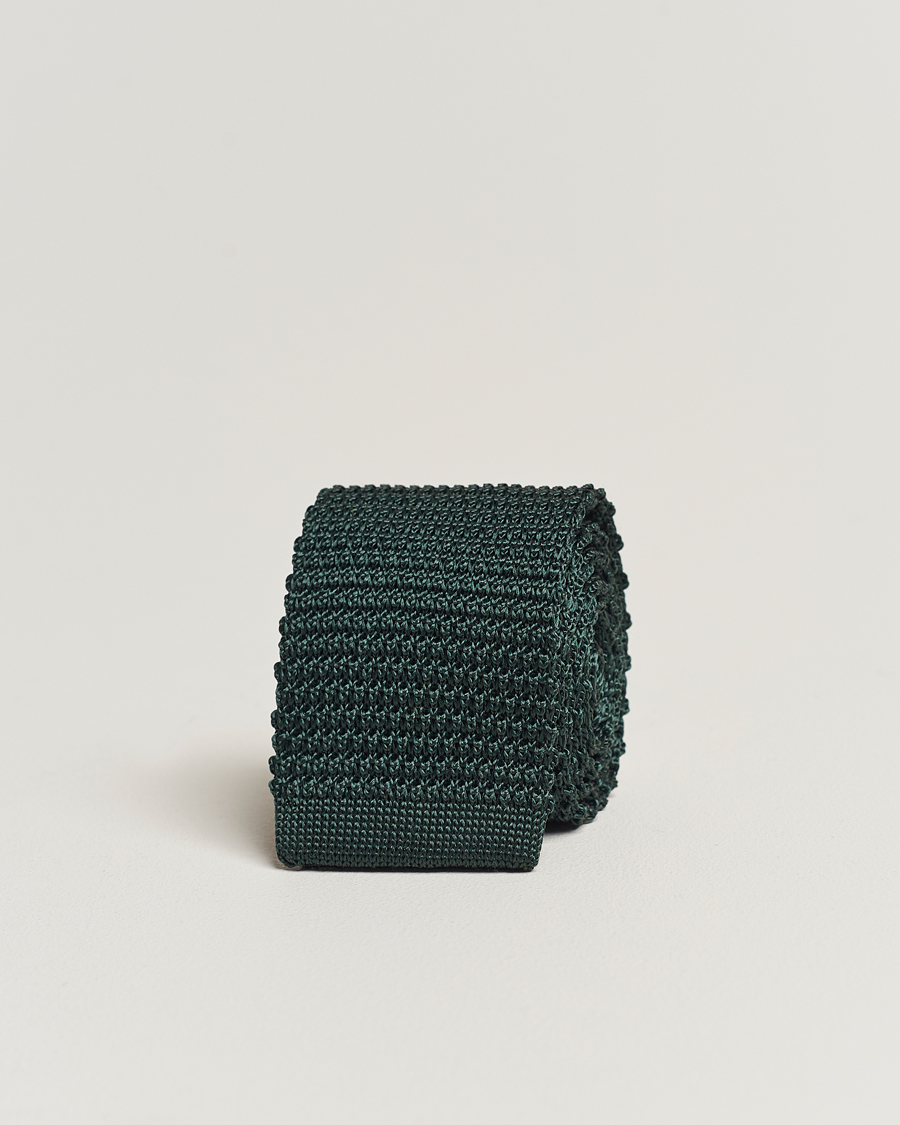 Men | Ties | Amanda Christensen | Knitted Silk Tie 6 cm Green