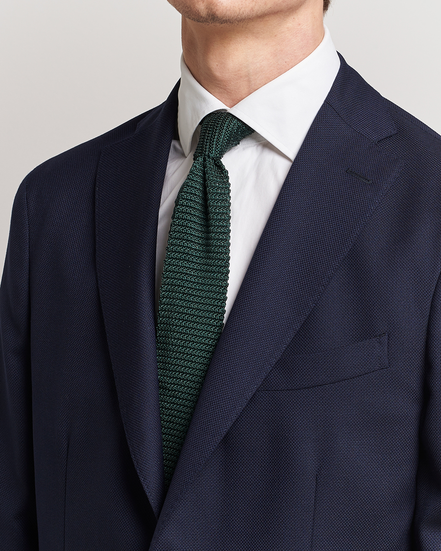 Men | Accessories | Amanda Christensen | Knitted Silk Tie 6 cm Green