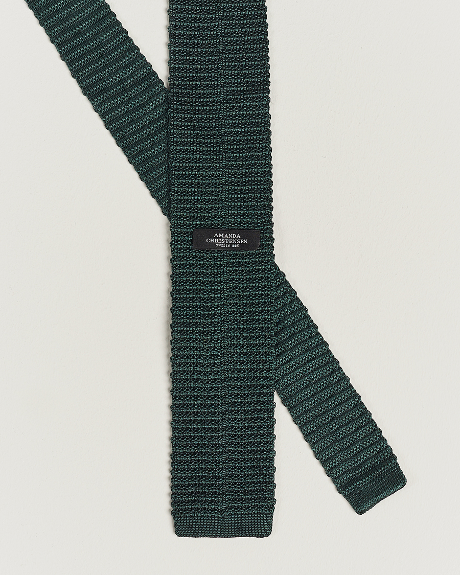 Men | Ties | Amanda Christensen | Knitted Silk Tie 6 cm Green
