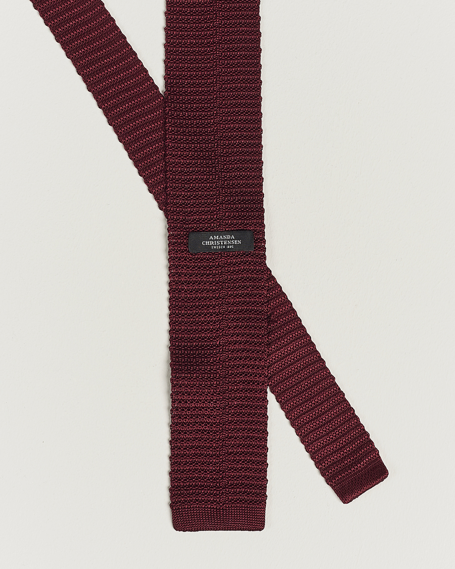 Men | Ties | Amanda Christensen | Knitted Silk Tie 6 cm Wine Red