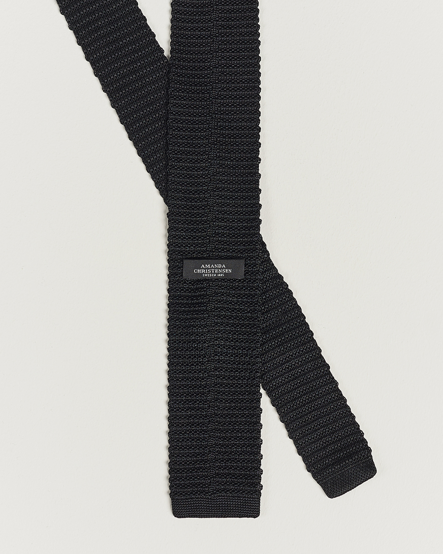 Men | Ties | Amanda Christensen | Knitted Silk Tie 6 cm Black