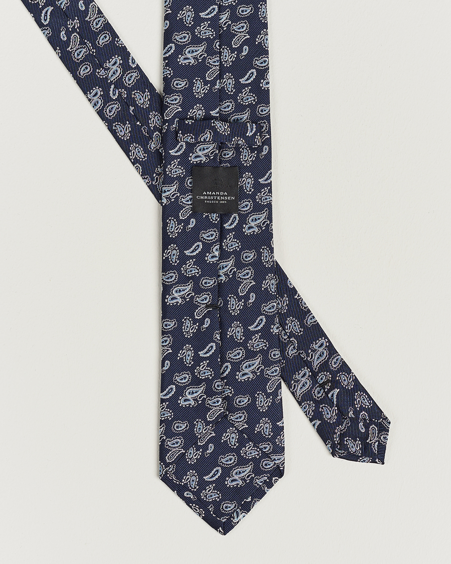 Men | Ties | Amanda Christensen | Paisley Woven Silk Tie 8 cm Navy