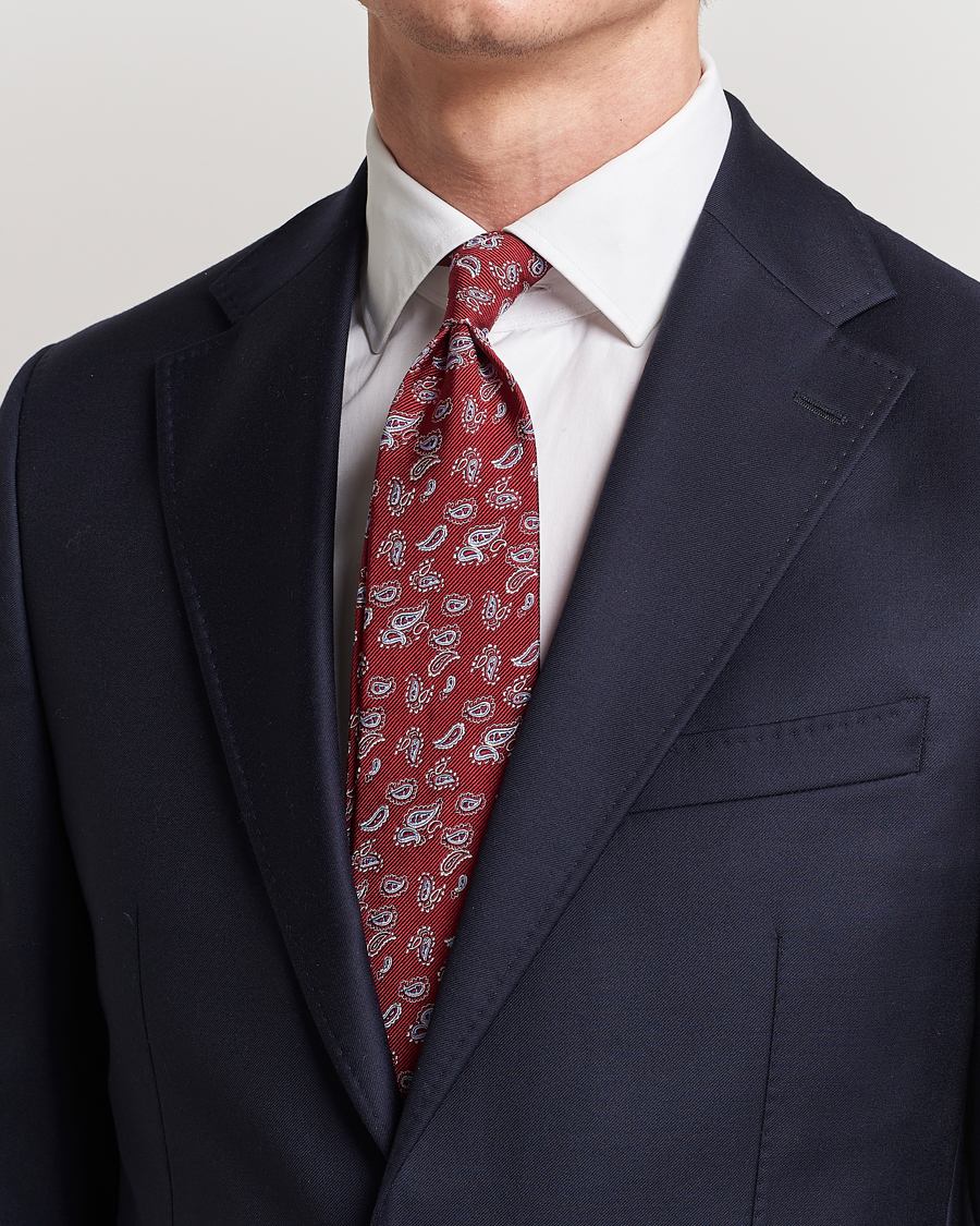 Men | Ties | Amanda Christensen | Paisley Woven Silk Tie 8 cm Wine Red