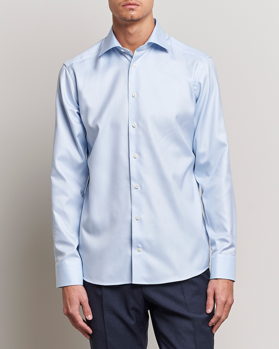 Men | Shirts | Eton | Slim Fit Textured Twill Shirt Blue