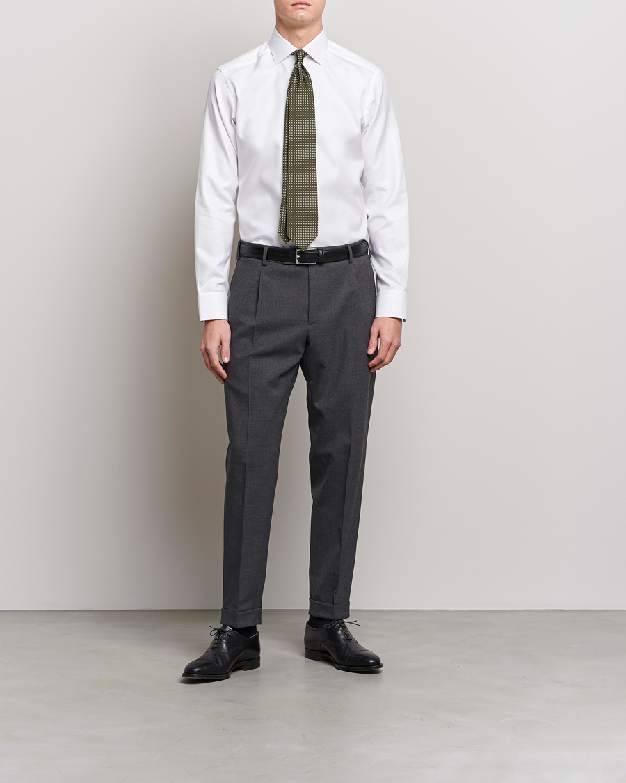 Men | Formal | Eton | Slim Fit Textured Twill Shirt White