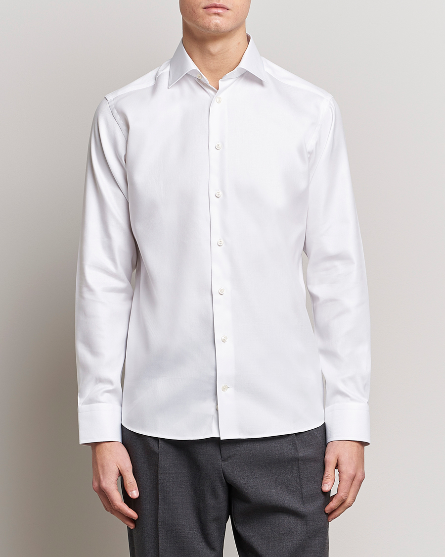Men | Business Shirts | Eton | Slim Fit Textured Twill Shirt White