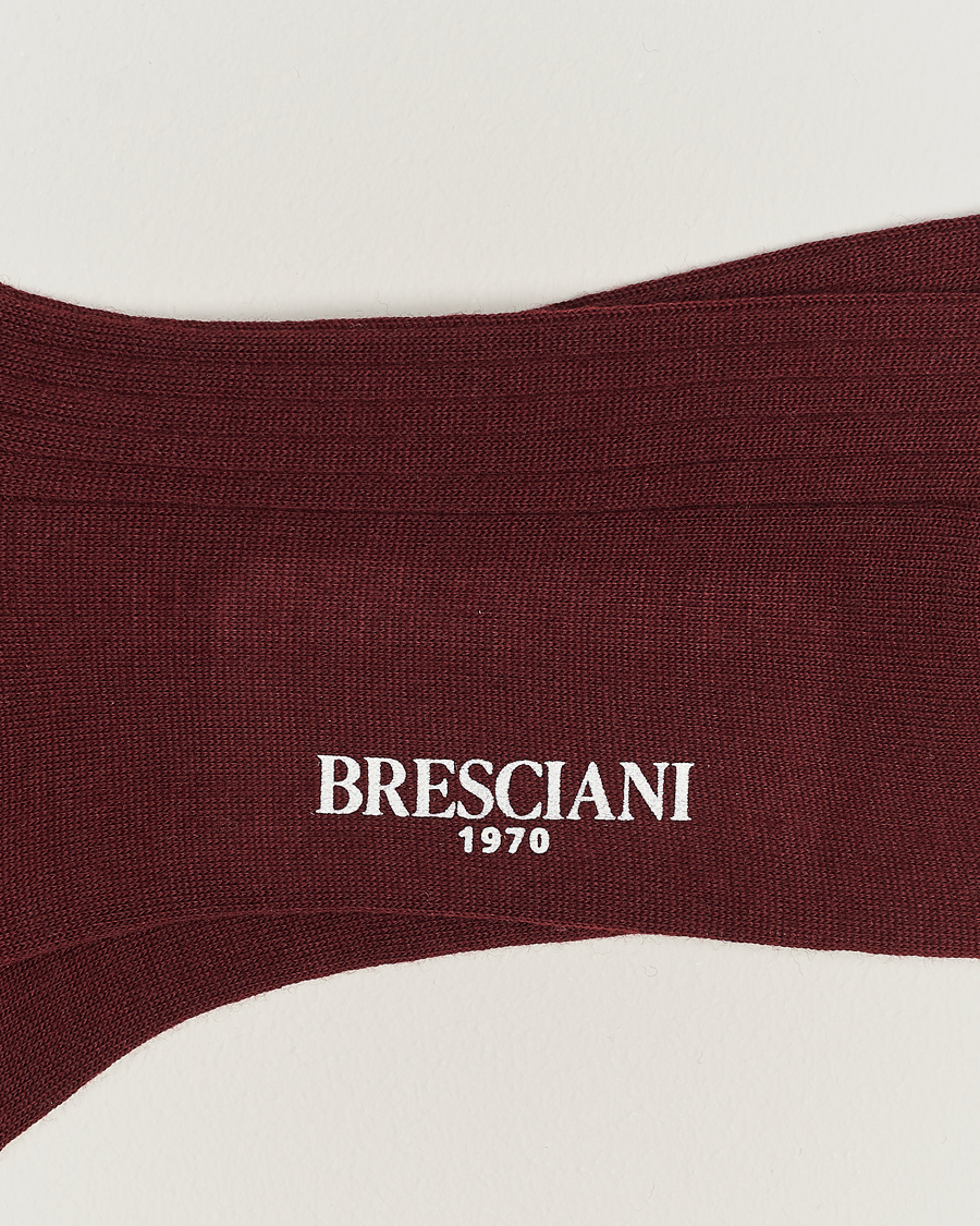 Men | Bresciani | Bresciani | Wool/Nylon Ribbed Short Socks Burgundy