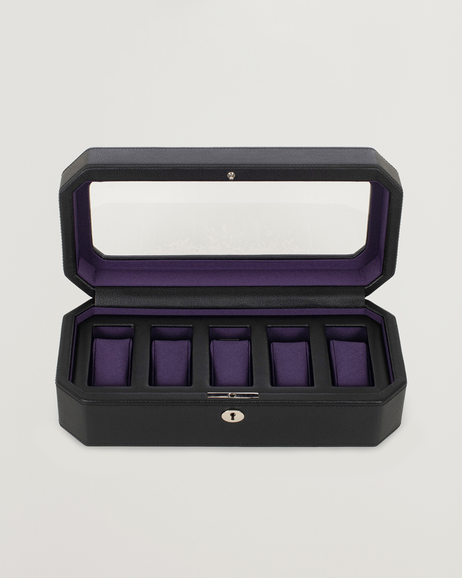 WOLF Windsor 5 Piece Watch Box Black Purple at
