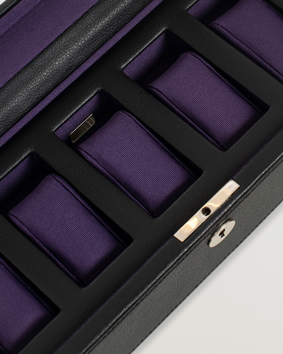 Men | Watch & Jewellery Boxes | WOLF | Windsor 5 Piece Watch Box Black Purple