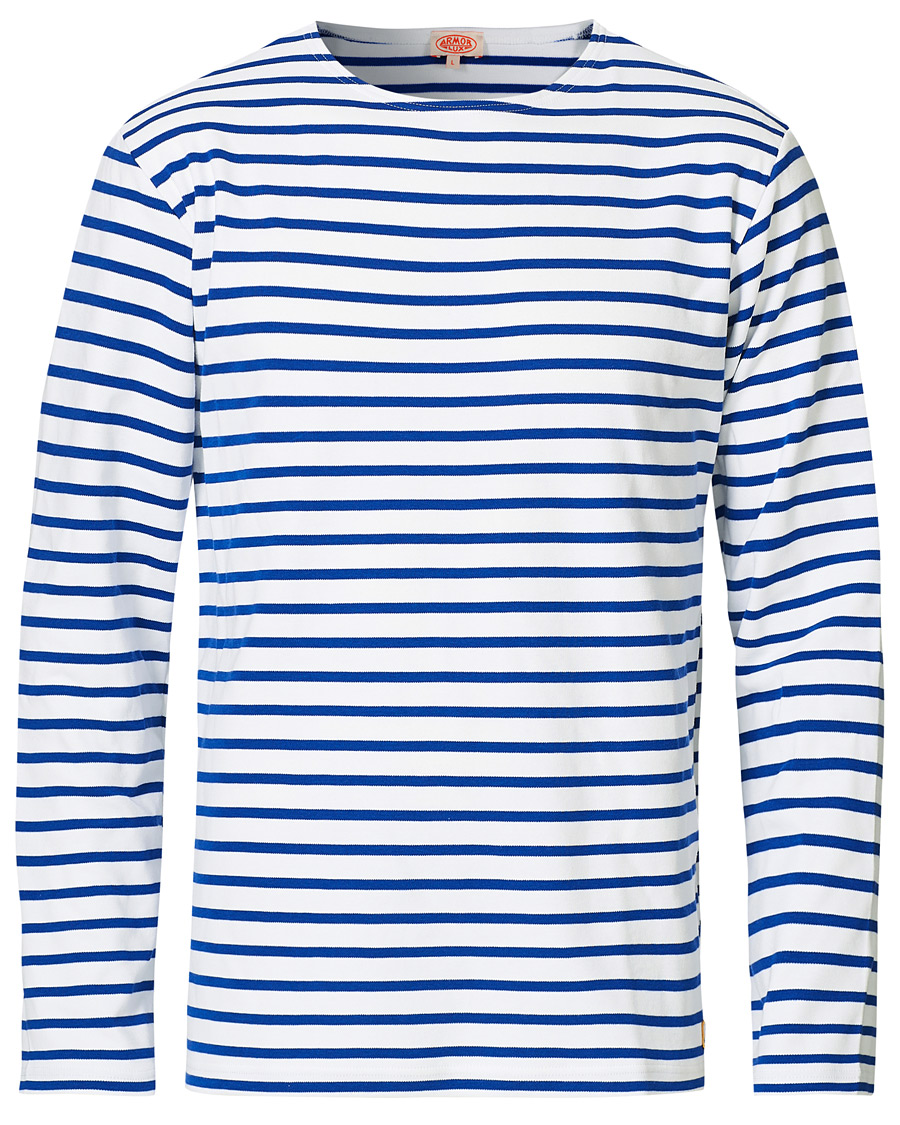 Men | Long Sleeve T-shirts | Armor-lux | Houat Héritage Stripe Longsleeve T-shirt White/Blue