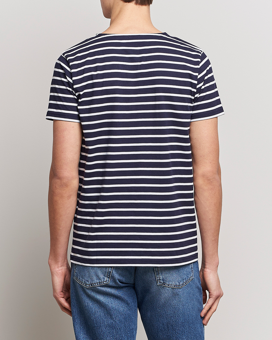 Men | T-Shirts | Armor-lux | Hoëdic Boatneck Héritage Stripe T-shirt Navy/White