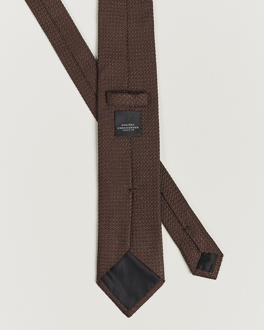 Men |  | Amanda Christensen | Silk Grenadine 8 cm Tie Brown
