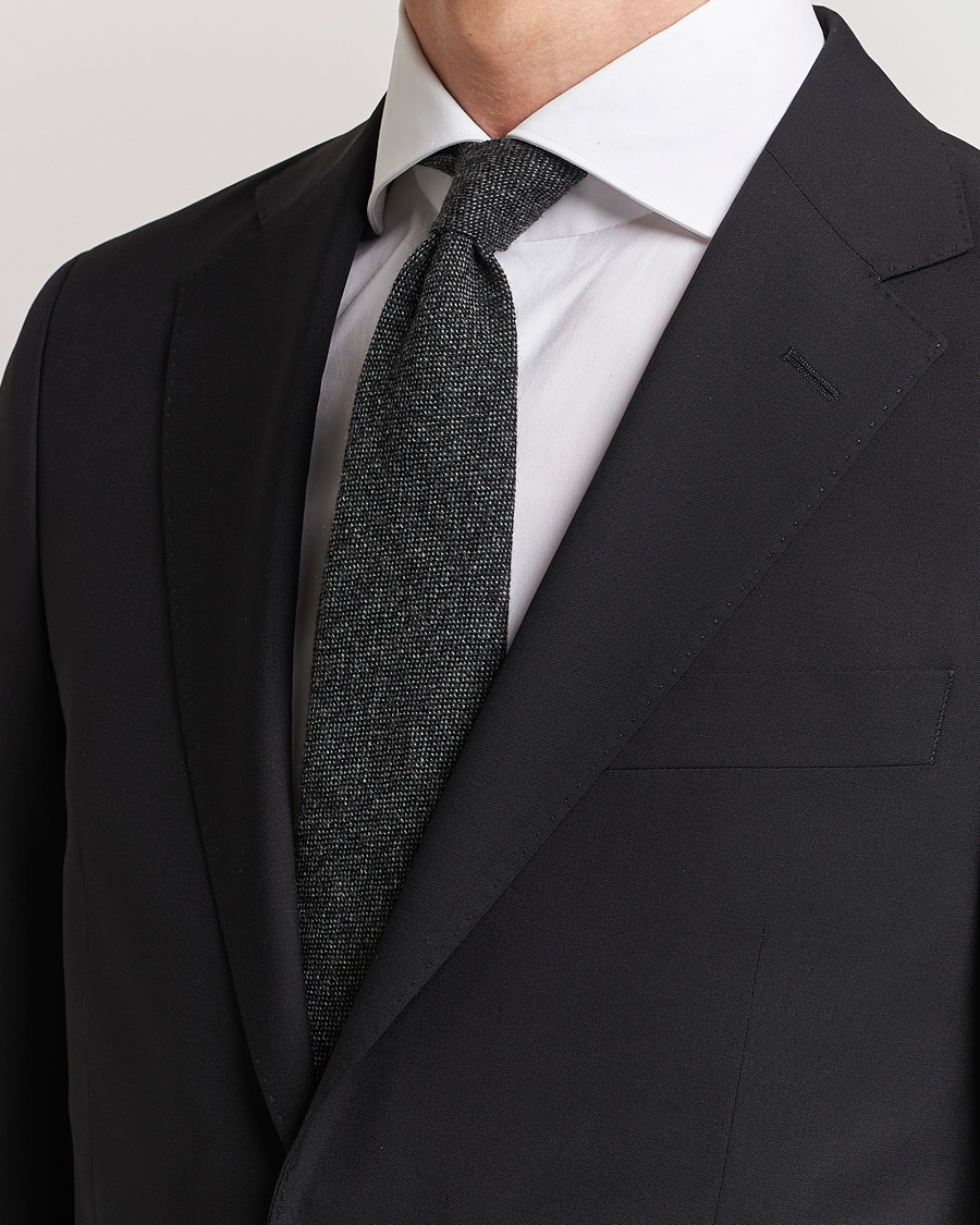 Men | Preppy Authentic | Drake's | Cashmere 8 cm Tie Grey/Black