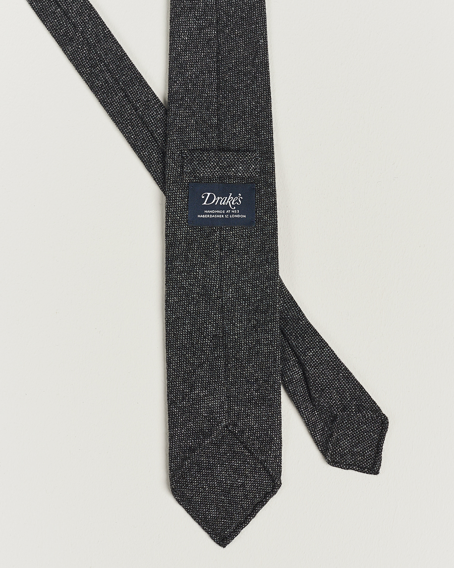 Men | Drake's Cashmere 8 cm Tie Grey/Black | Drake's | Cashmere 8 cm Tie Grey/Black