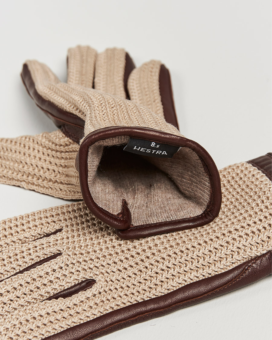 Men | Warming accessories | Hestra | Adam Crochet Wool Lined Glove Chestnut/Beige