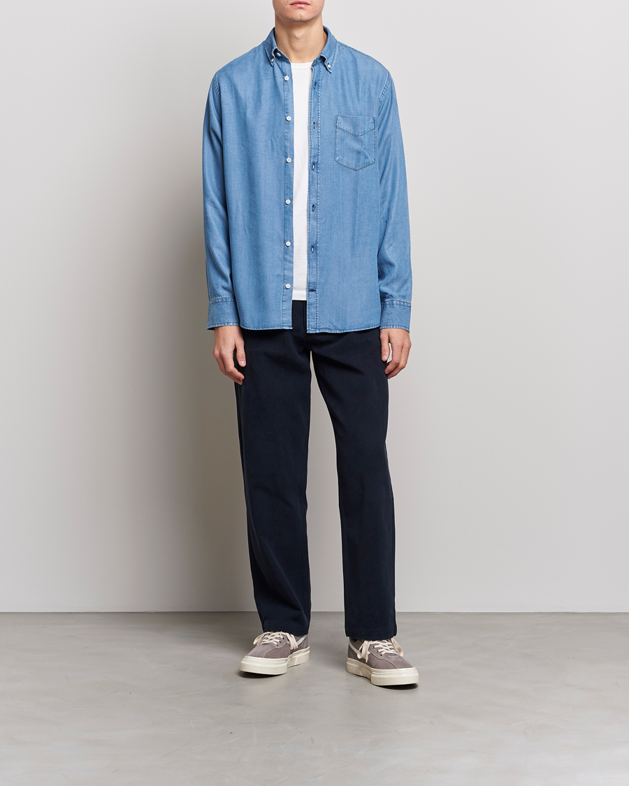 Men | Shirts | NN07 | Levon Tencel Denim Shirt Light Blue