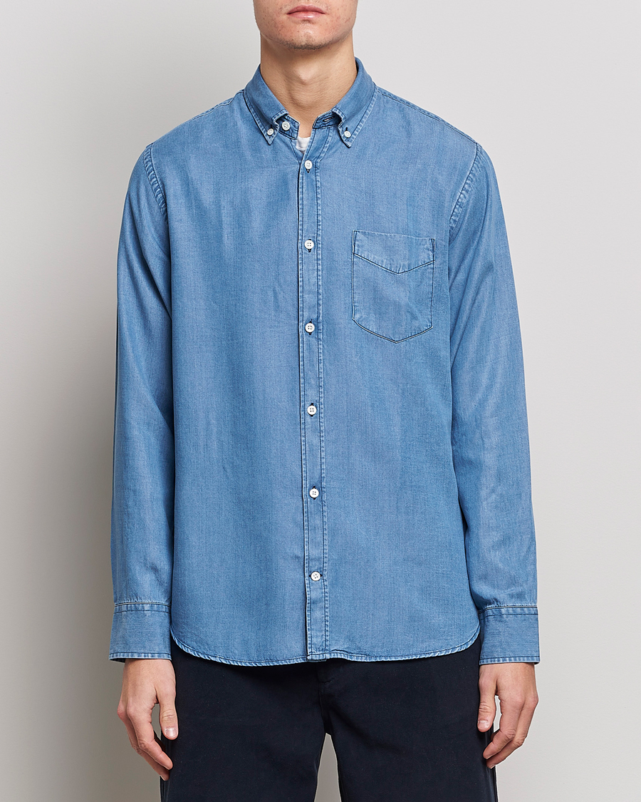 NN07 Levon Tencel Denim Shirt Light Blue at CareOfCarl.com