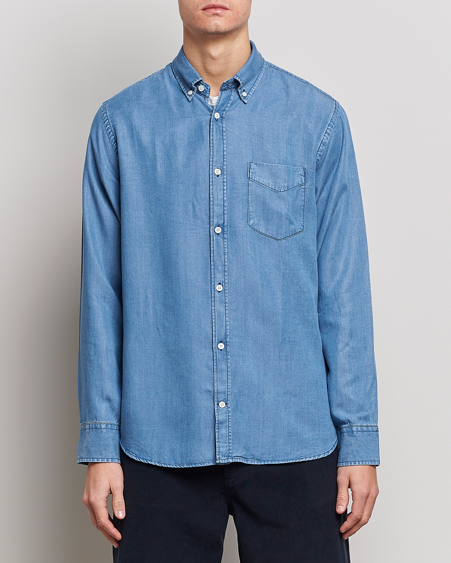 Men |  | NN07 | Levon Tencel Denim Shirt Light Blue