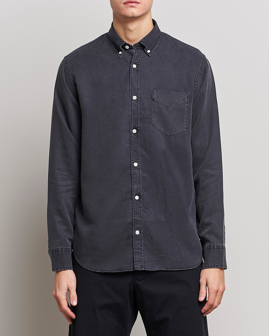 Men | Denim Shirts | NN07 | Levon Tencel Denim Shirt Black