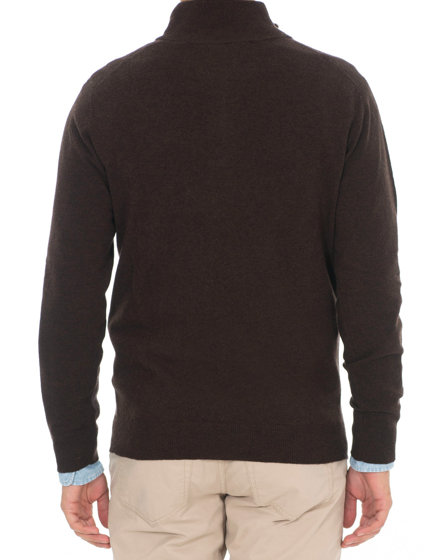 Men | Sweaters & Knitwear | GANT | Lambswool Half Zip Dark Brown