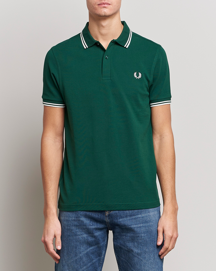 Men | Polo Shirts | Fred Perry | Twin Tipped Polo Shirt Ivy/Snow White