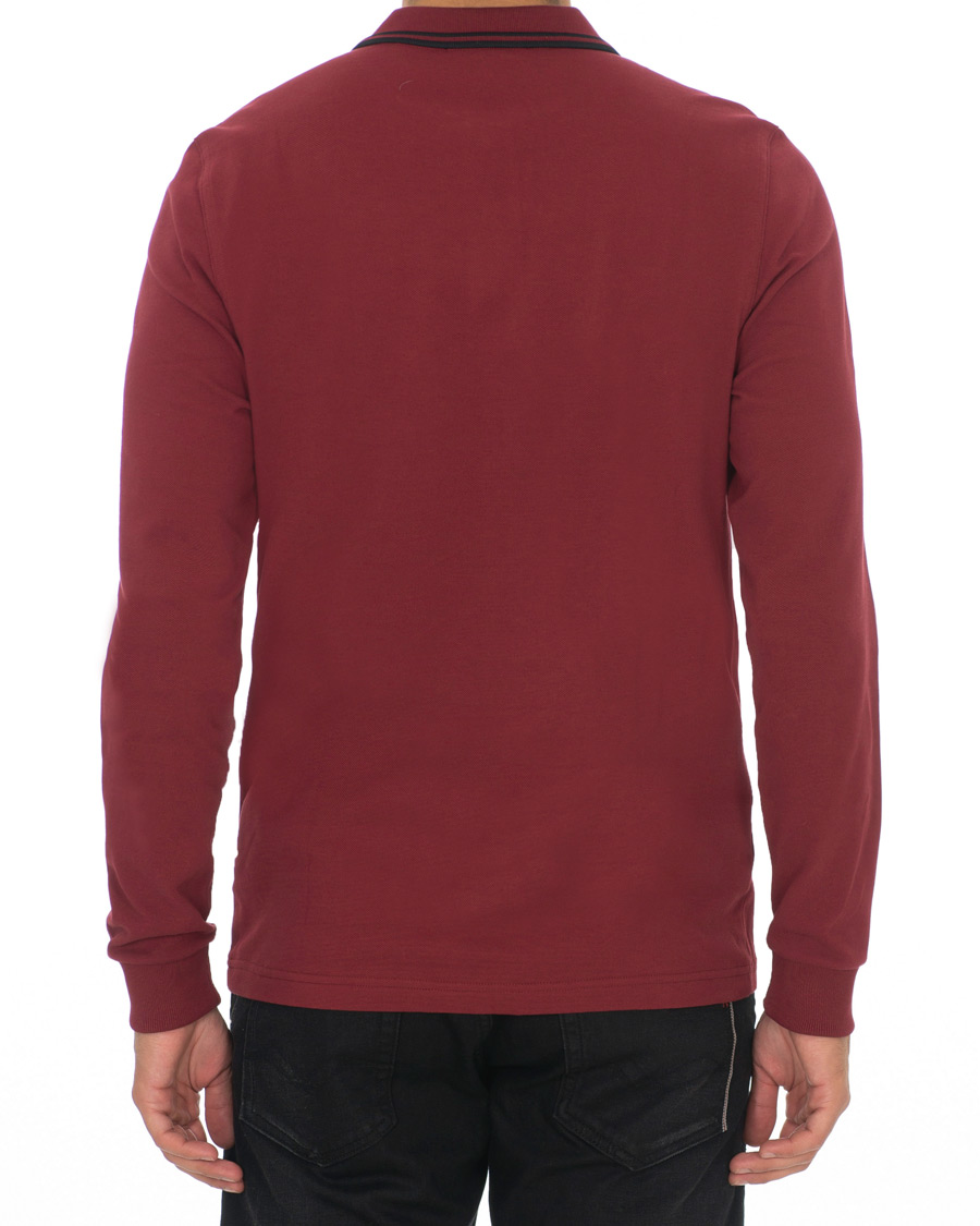 Men | Sweaters & Knitwear | Fred Perry | Slim Fit Long Sleeve Polo Twin Tip Wine Red