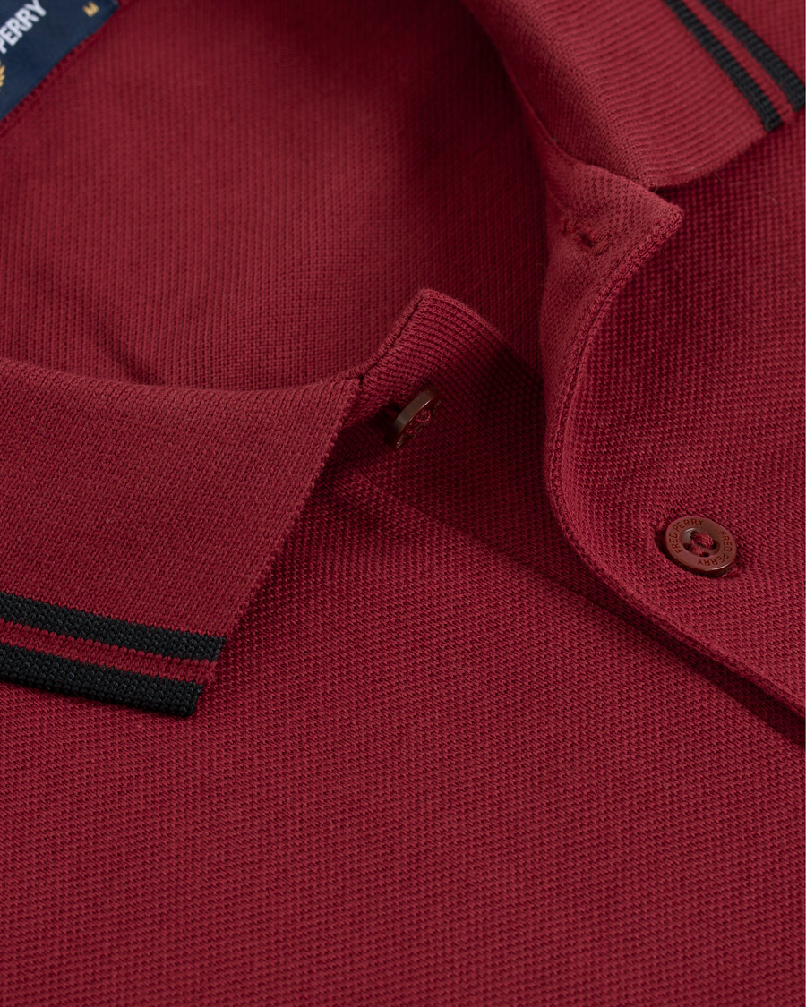 Men | Sweaters & Knitwear | Fred Perry | Slim Fit Long Sleeve Polo Twin Tip Wine Red