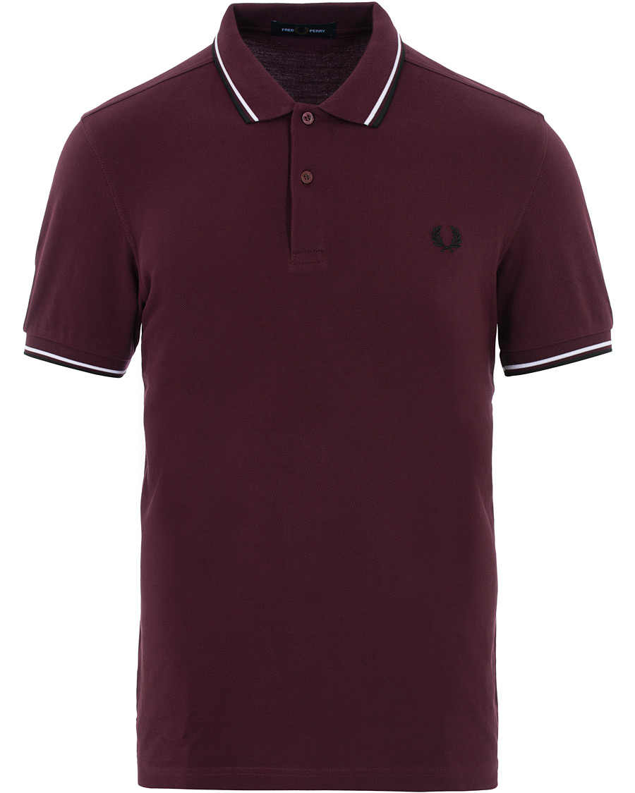 Men | Polo Shirts | Fred Perry | Slim Fit Polo Twin Tip Wine Red/White