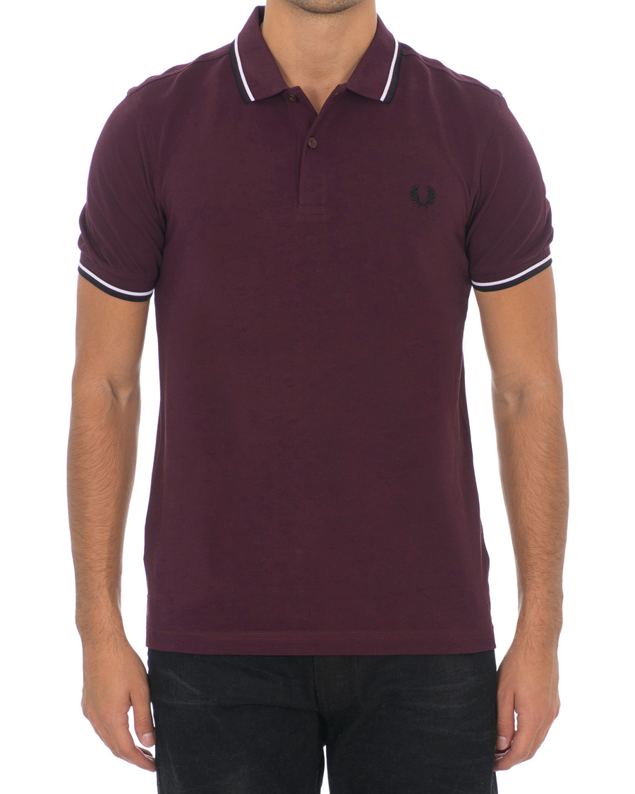 Men | Polo Shirts | Fred Perry | Slim Fit Polo Twin Tip Wine Red/White