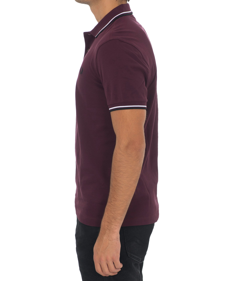 Men | Polo Shirts | Fred Perry | Slim Fit Polo Twin Tip Wine Red/White