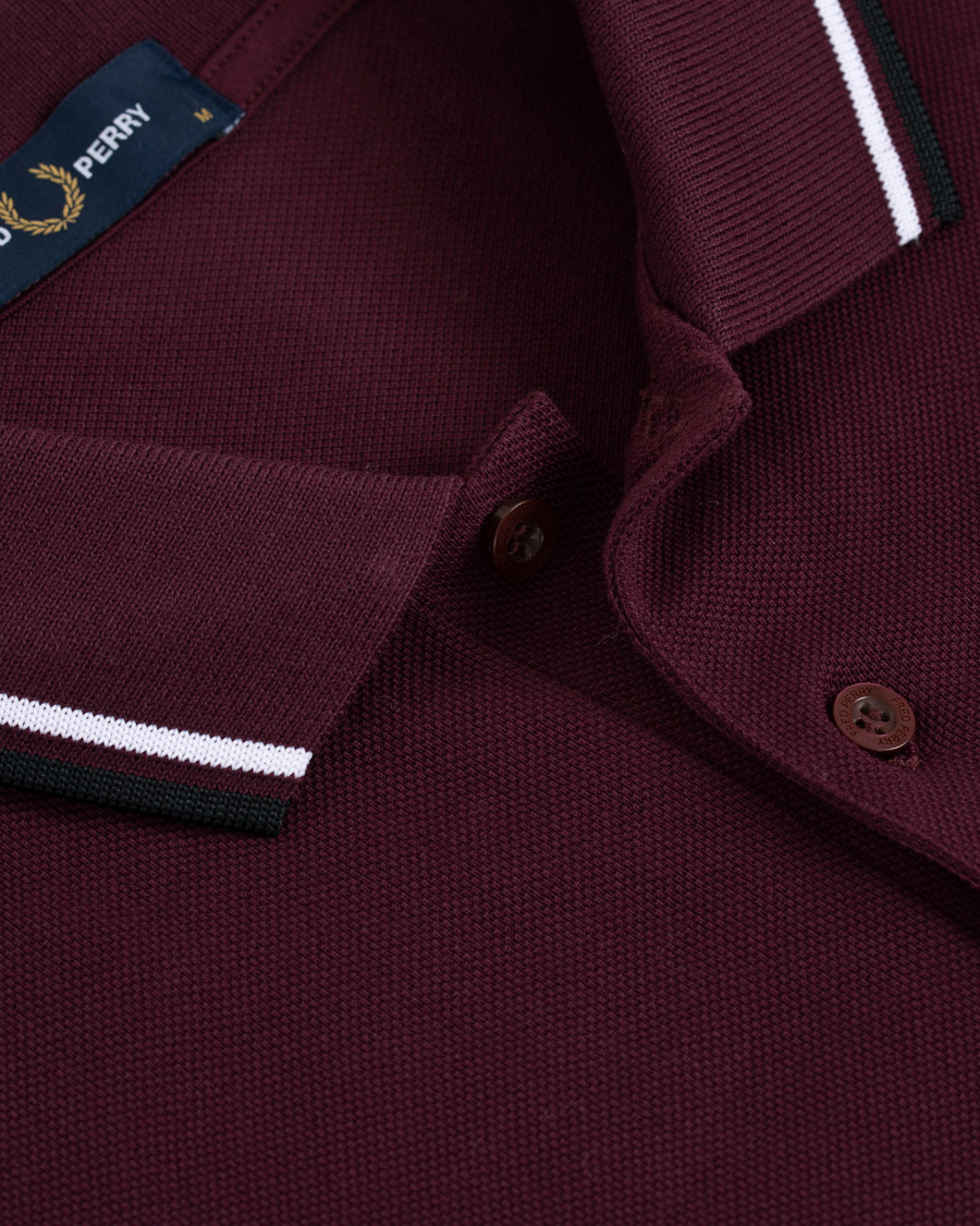 Men | Polo Shirts | Fred Perry | Slim Fit Polo Twin Tip Wine Red/White