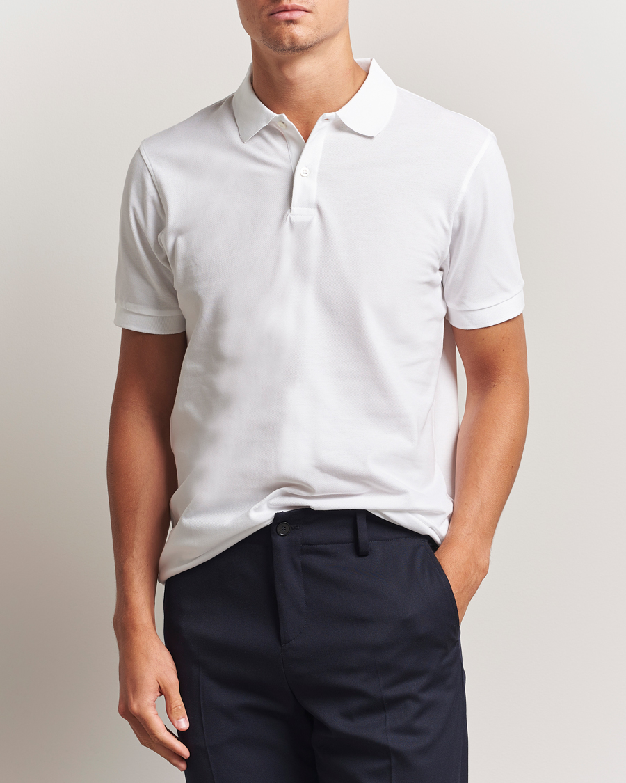 Men | Polo Shirts | Sunspel | Short Sleeve Pique Polo White