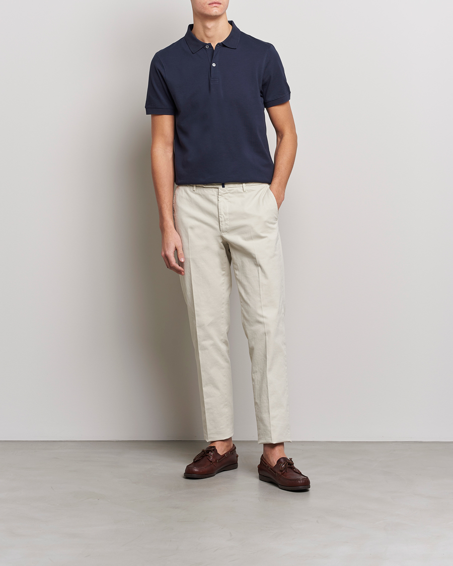 Men | Clothing | Sunspel | Short Sleeve Pique Polo Navy
