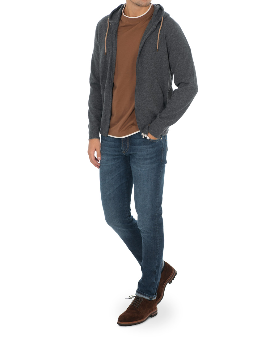Men | Sweaters & Knitwear | Brunello Cucinelli | Cashmere Zip Hoodie Dark Grey