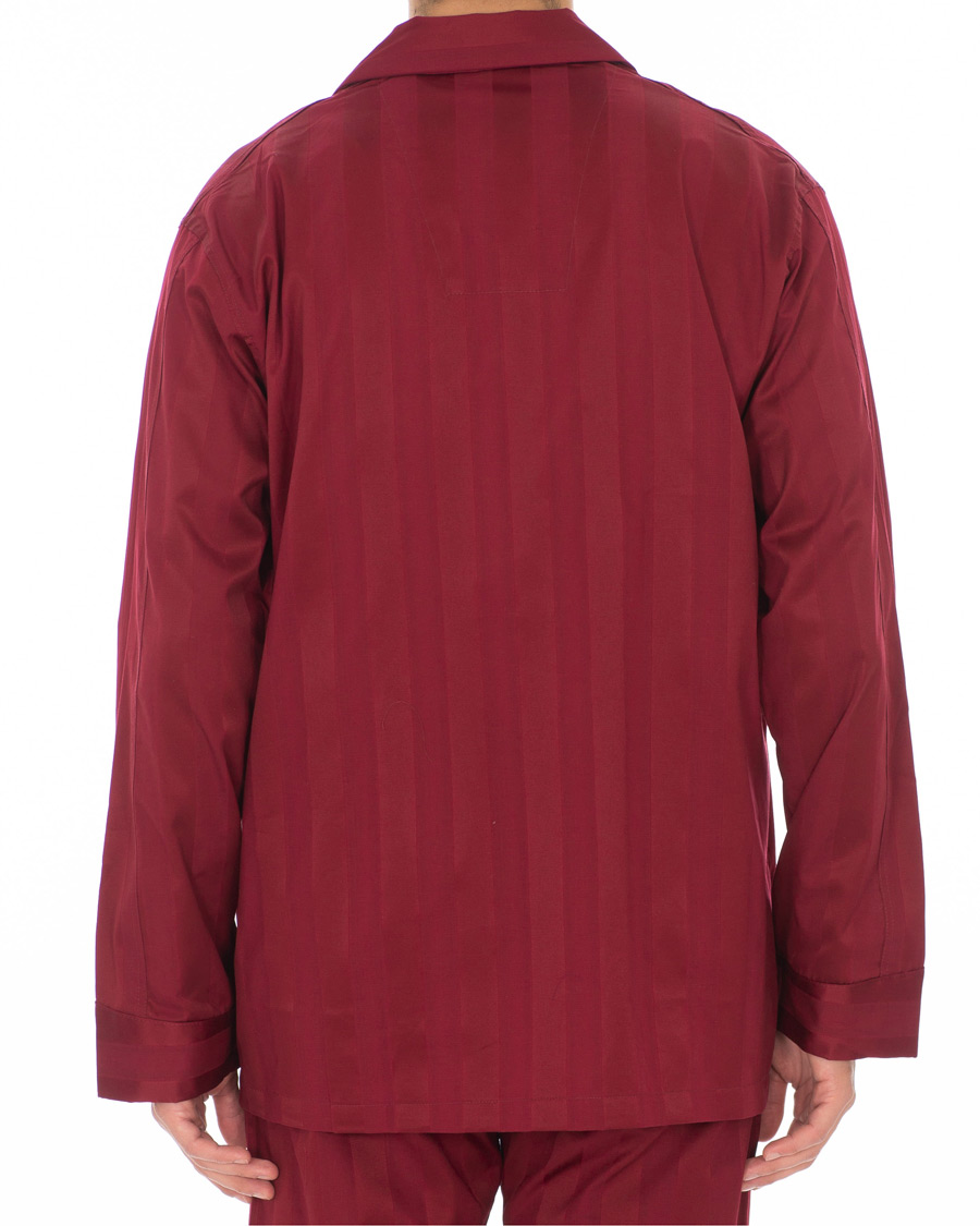 Men | Pyjamas & Robes | Derek Rose | Cotton Satin Striped Pyjama Set Wine Red