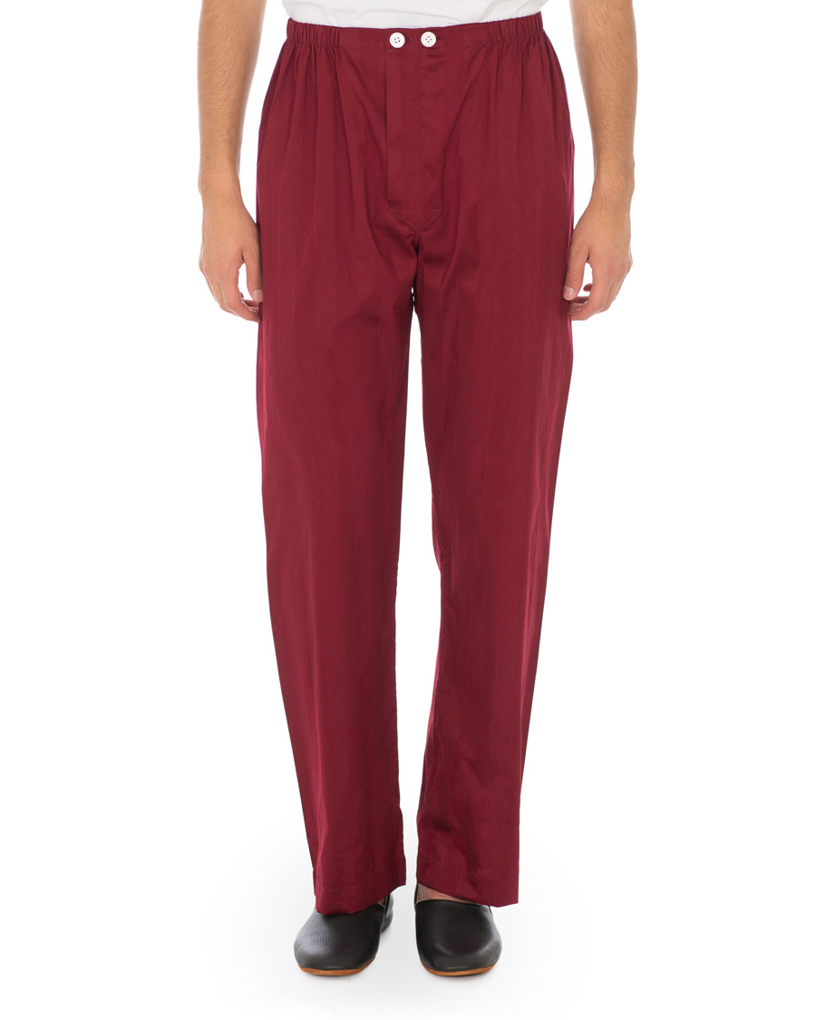 Men | Pyjamas & Robes | Derek Rose | Cotton Satin Striped Pyjama Set Wine Red