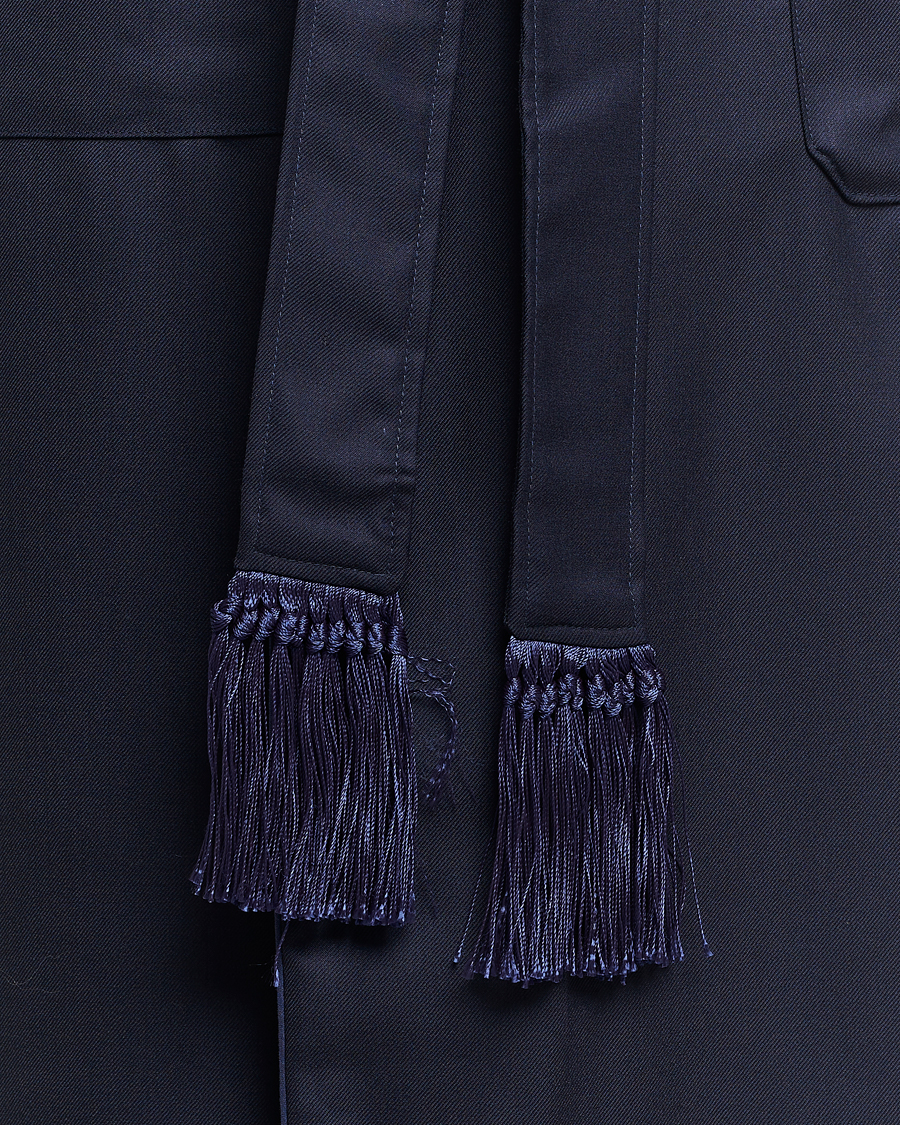 Men | Pyjamas & Robes | Derek Rose | Pure Wool Dressing Gown Navy