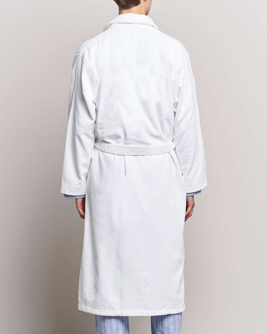 Men | Pyjamas & Robes | Derek Rose | Cotton Velour Gown White
