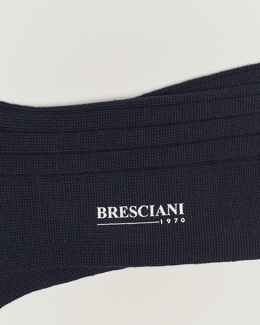 Men | Bresciani | Bresciani | Wool/Nylon Heavy Ribbed Socks Navy