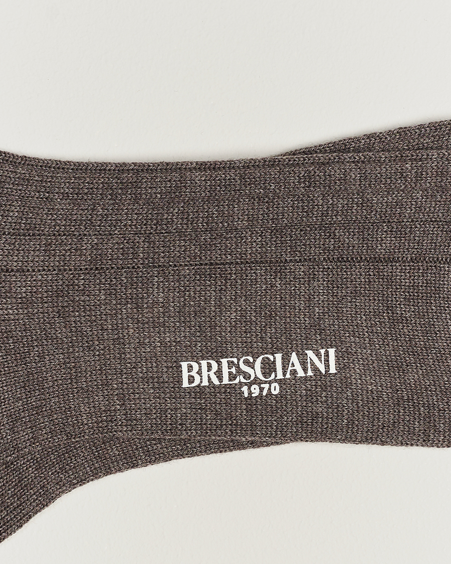 Mies |  | Bresciani | Wool/Nylon Heavy Ribbed Socks Taupe